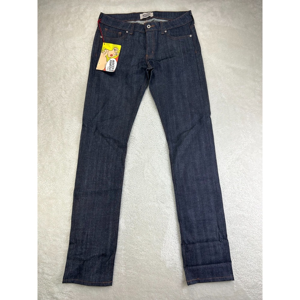 NWT Naked & Famous Straight Leg Jeans Mens 30 Blue Stretch Selvedge Raw